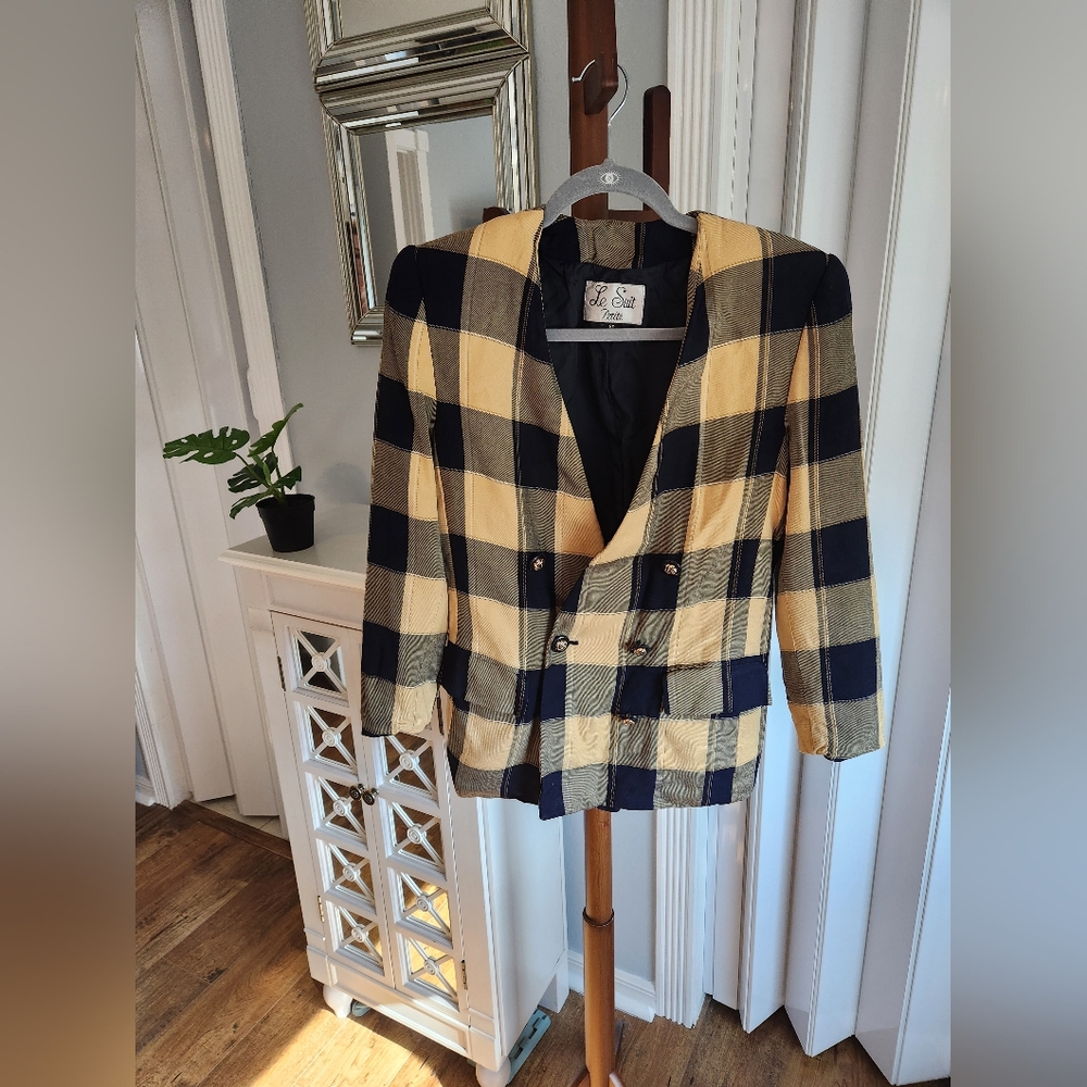 Vintage Yellow and Navy Blazer